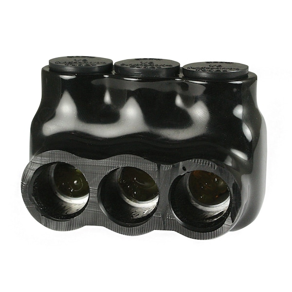 Conector de empalme multipolar de un solo lado de Asi 14 - 1/0 AWG 3 Port 600 V Negro - AICS1-0-3