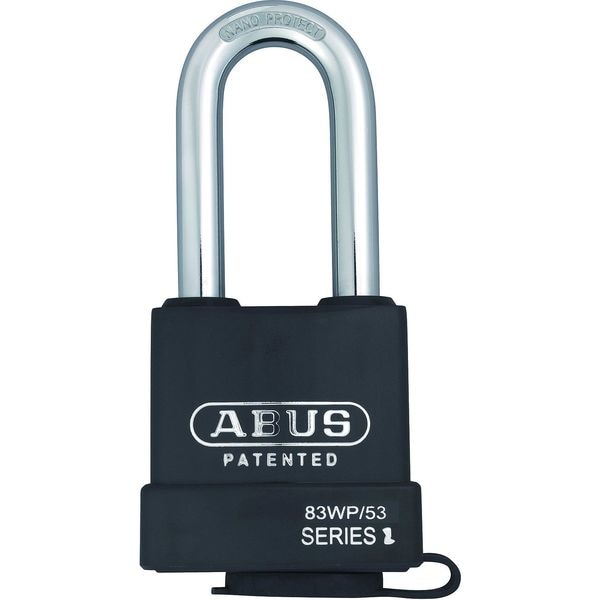Abus Padlock, Keyed Different, Long Shackle, Rectangular Hardened Steel Body, Steel Shackle, 7/8 in W - 83WP/53HB-63 KD