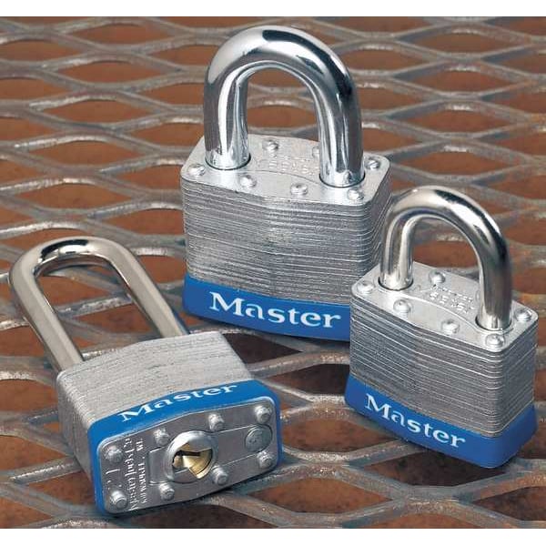Master Lock Padlock, Keyed Different, Long Shackle, Round Steel Body, Boron Shackle, 7/8 in W - 6230LH