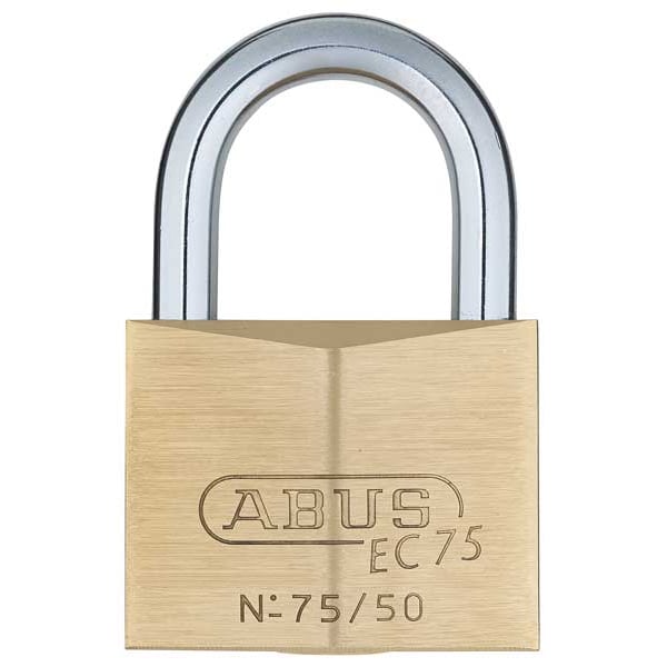 Abus Padlock, Keyed Different, Standard Shackle, Square Brass Body, Steel Shackle, 13/32 in W - 75/50 KD