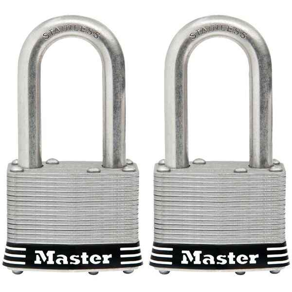 Master Lock Padlock Set, Keyed Alike Key, 5/16 in Dia Shackle, 1-1/2 in H Shackle, Stainless Steel Shackle - 1SSTLFHC