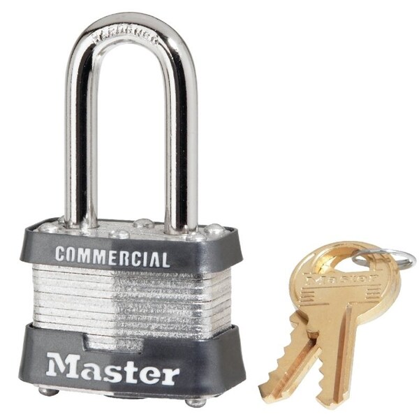 Master Lock Padlock, Keyed Alike Key, Open Shackle, 9/32 in Dia Shackle, 1-1/2 in H Shackle, Steel Shackle - 3KALF3210