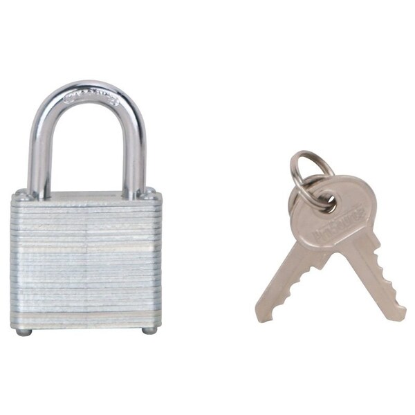Prosource Padlock, Standard Shackle, 3/16 in Dia Shackle, Steel Shackle, Steel Body, Laminated/Nickel - HD00010