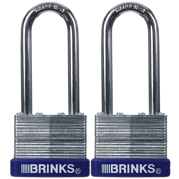 Brinks Keyed Alike Padlock, Laminated Steel, 40mm, High Security, 2PK - 172-42201