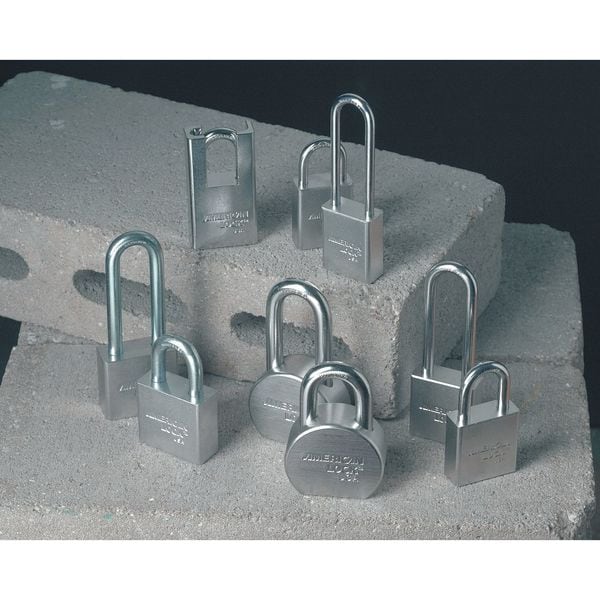American Lock Padlock, Keyed Alike, Standard Shackle, Round Steel Body, Boron Shackle, 15/16 in W - A700KA