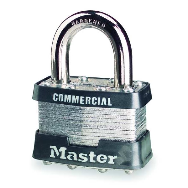 Master Lock Padlock, Keyed Alike, Standard Shackle, Rectangular Steel Body, Steel Shackle, 3/4 in W - 1KA-2006