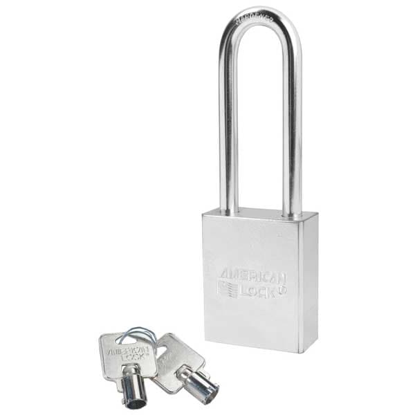 American Lock Padlock, Keyed Alike, Long Shackle, Rectangular Steel Body, Boron Shackle, 3/4 in W - A7202KA