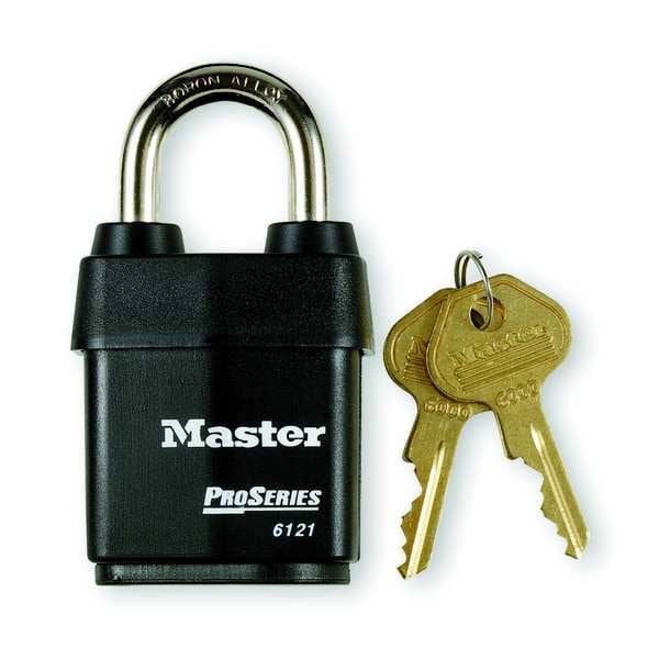 Master Lock Padlock, Keyed Alike, Standard Shackle, Rectangular Steel Body, Boron Shackle, 7/8 in W - 6121KA-10G105