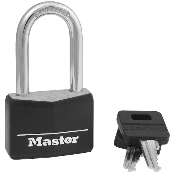 Master Lock Padlock, Keyed Different Key, Large Shackle, 1/4 in Dia Shackle, 1-1/2 in H Shackle, Steel Shackle - 141DLF