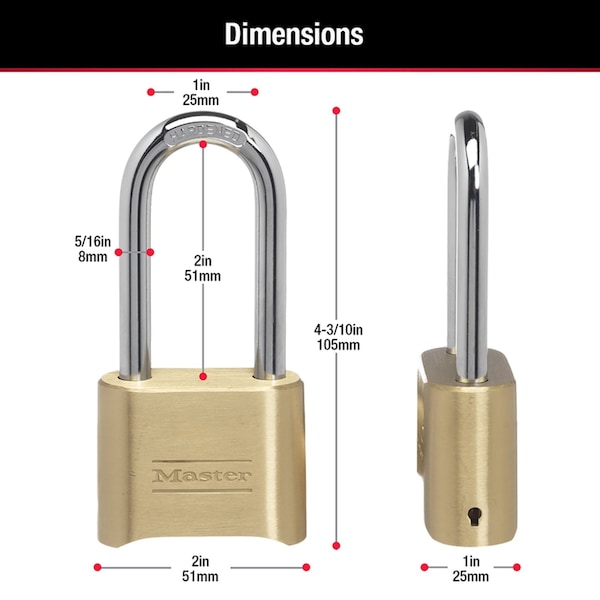 Master Lock Master Lock 4-1/8 in. H X 2 in. W Steel Resettable Combination Combination Padlock - 175DLH