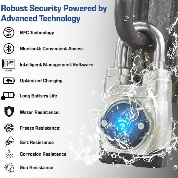 Egeetouch 5th Gen Smart Padlock, Anti-cut Outdoor with Bluetooth and NFC, Short shackle - 5-02503-94