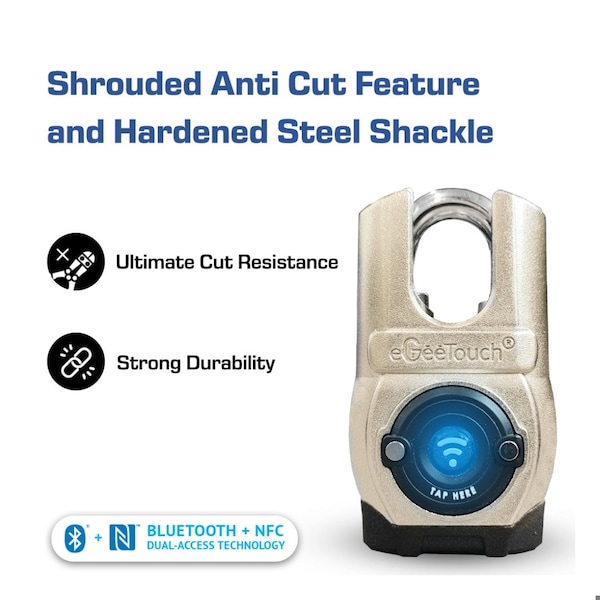 Egeetouch 5th Gen Smart Padlock, Anti-cut Outdoor with Bluetooth and NFC, Short shackle - 5-02503-94