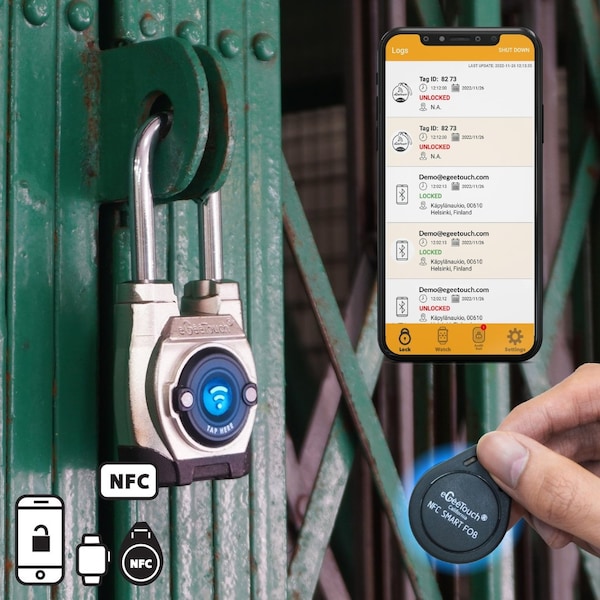 Egeetouch 5th Gen Smart Padlock, Anti-cut Outdoor with Bluetooth and NFC, Short shackle - 5-02503-94