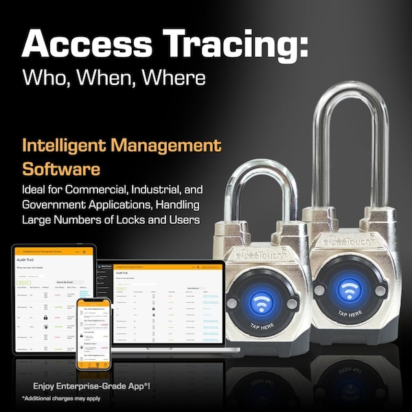 Egeetouch 5th Gen Smart Padlock - Outdoor with Bluetooth and NFC, Long shackle - 5-02502-94