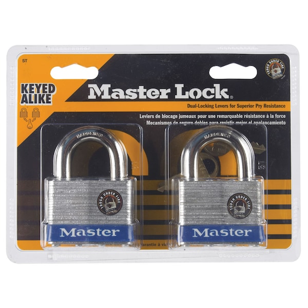 Master Lock Master Lock 1-1/2 in. H X 7/8 in. W X 2 in. L Steel 4-Pin Cylinder Exterior Padlock, PK2 - 5T