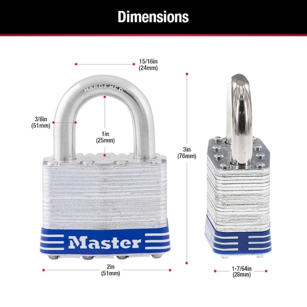 Master Lock Master Lock 1-1/2 in. H X 7/8 in. W X 2 in. L Steel 4-Pin Cylinder Exterior Padlock, PK2 - 5T