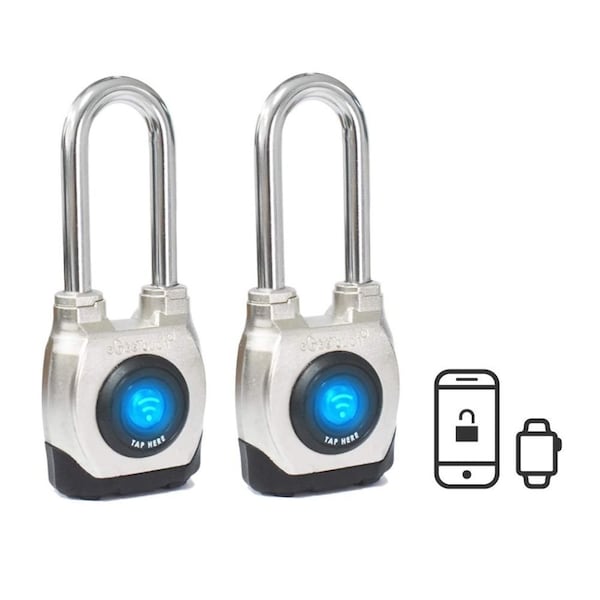 Egeetouch 4th Gen Smart Padlock - Bluetooth and NFC, Long shackle, Pack of 2 - 5-02202-94-2