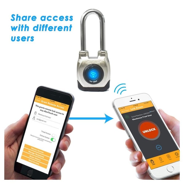Egeetouch 4th Gen Smart Padlock - Bluetooth and NFC, Long shackle, Pack of 2 - 5-02202-94-2