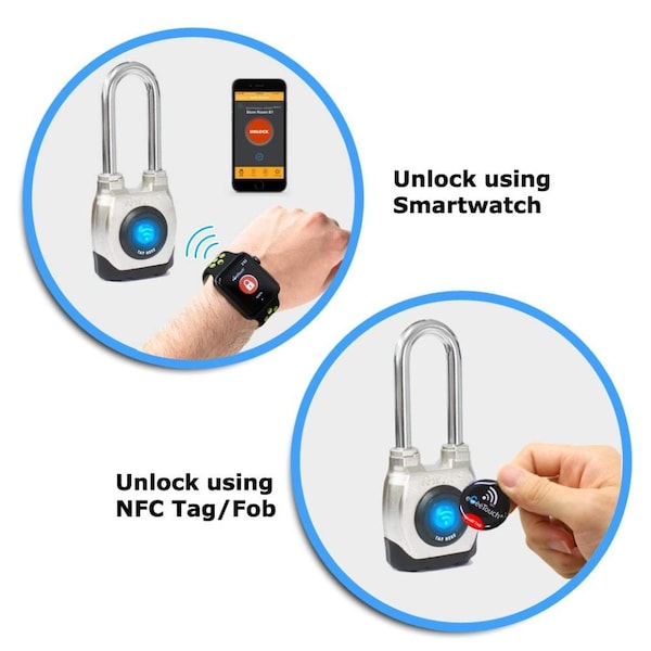 Egeetouch 4th Gen Smart Padlock - Bluetooth and NFC, Long shackle, Pack of 2 - 5-02202-94-2