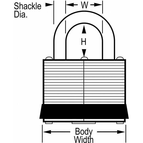 Master Lock Padlock, Keyed Different, Long Shackle, Rectangular Steel Body, Steel Shackle, 3/4 in W - 81LJ