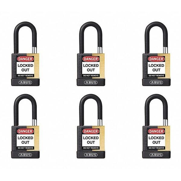 Abus Keyed Padlock, Open, Rectangular Steel Body, Hardened Steel Shackle, 3/4 in W, 6 PK - 20153