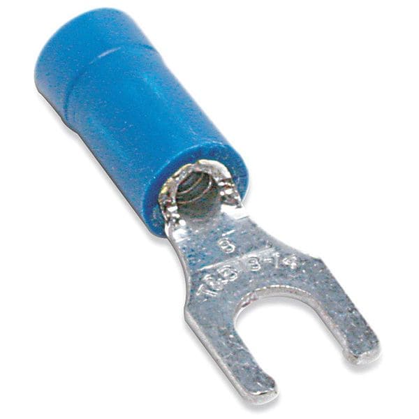 Terminal de horquilla de bloqueo de vinilo Sta-Kon calibre 18-14 para tornillo de #6, paquete de 100 unidades - 14RB-6FL