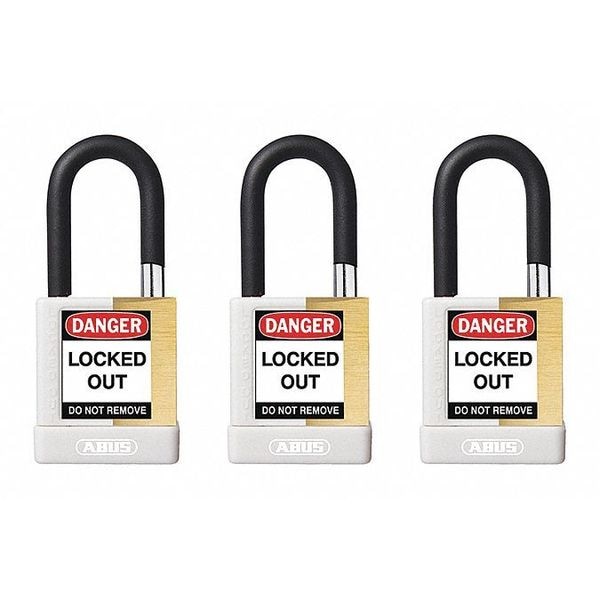 Abus Keyed Padlock, Open, Rectangular Steel Body, Hardened Steel Shackle, 3/4 in W, 3 PK - 20146