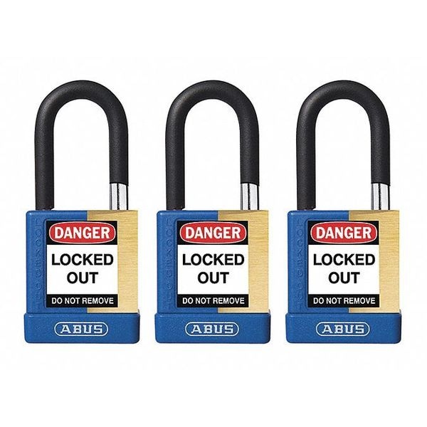 Abus Keyed Padlock, Open, Rectangular Steel Body, Hardened Steel Shackle, 3/4 in W, 6 PK - 20149