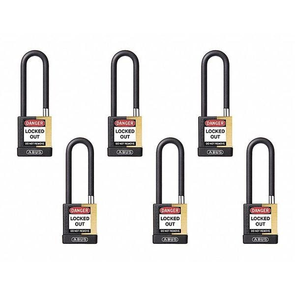 Abus Keyed Padlock, Open, Rectangular Steel Body, Hardened Steel Shackle, 3/4 in W, 6 PK - 20112