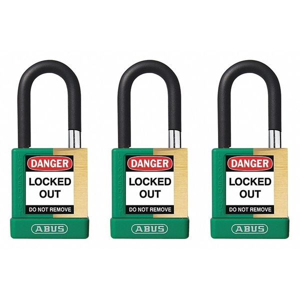 Abus Keyed Padlock, Open, Rectangular Steel Body, Hardened Steel Shackle, 3/4 in W, 6 PK - 20150