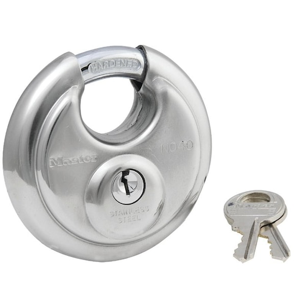 Master Lock Padlock, Keyed Different Key, Shrouded Shackle, 3/8 in Dia Shackle, Steel Shackle, Stainless Steel Body - 40D