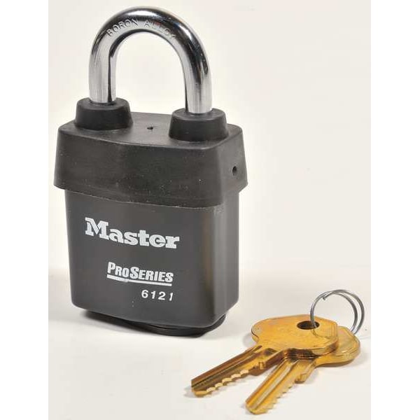 Master Lock Padlock, Keyed Alike, Standard Shackle, Rectangular Steel Body, Boron Shackle, 7/8 in W - 6121KA-10G100