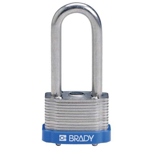 Brady Key Retaining Steel Padlock, Extended, Rectangular Steel Body, Hardened Steel Shackle, 3/4 in W - 118974