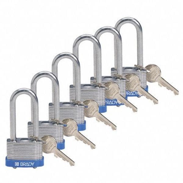 Brady Key Retaining Steel Padlock, Extended, Rectangular Steel Body, Hardened Steel Shackle, 3/4 in W - 118974