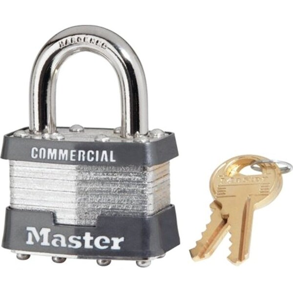 Master Lock Padlock, Keyed Alike Key, Open Shackle, 5/16 in Dia Shackle, 15/16 in H Shackle, Steel Shackle - 1KA 2002