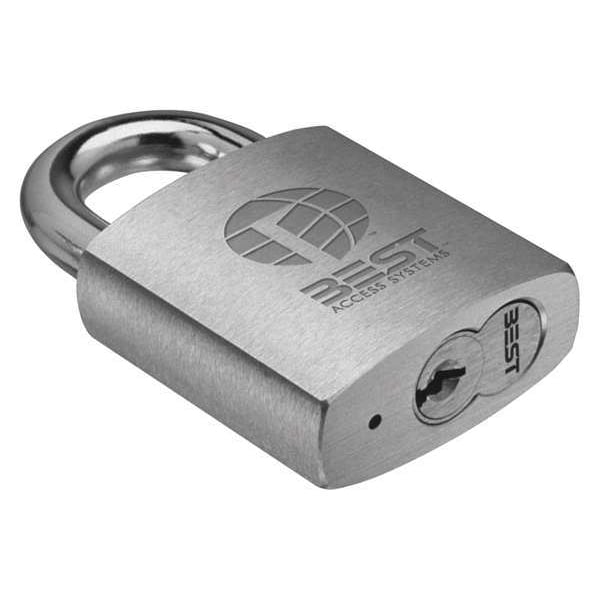 Best Padlock, Coreless, Standard Shackle, Rectangular Zinc Alloy Body, Brass Shackle, 7/8 in W - 41B70T