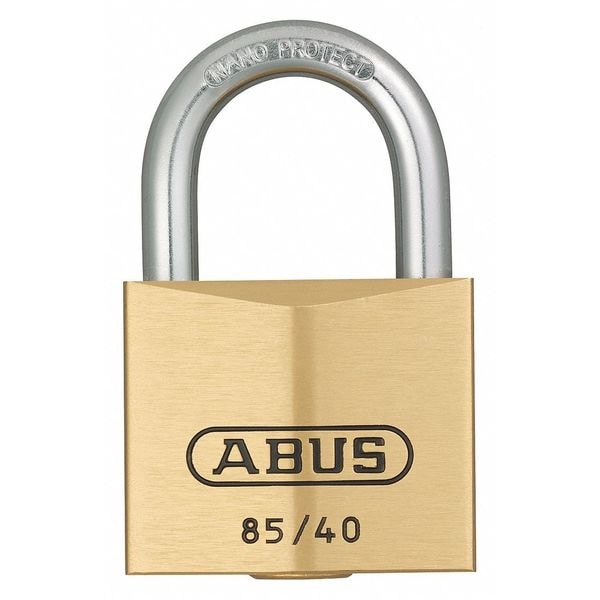 Abus Padlock, Master Keyed, Standard Shackle, Rectangular Brass Body, Steel Shackle, 15/16 in W - 85/40 MK KD