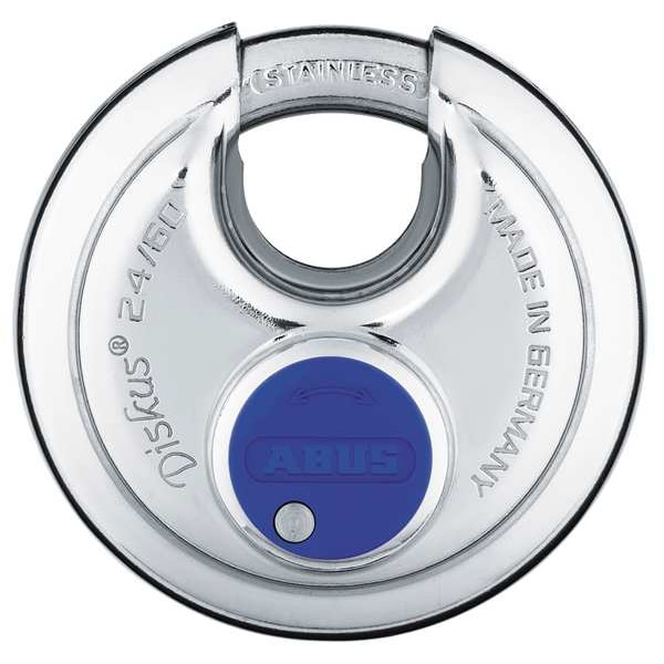 Abus Padlock, Master Keyed, Partially Hidden Shackle, Disc Stainless Steel Body, Stainless Steel Shackle - 24IB/60 MK