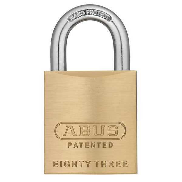 Abus Padlock, Keyed Different, Standard Shackle, Square Brass Body, Steel Shackle, 15/16 in W - 83/45 RK KD-700