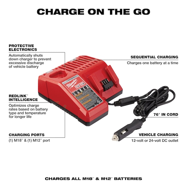 Milwaukee Tool M18 / M12 Vehicle Charger - 48-59-1810