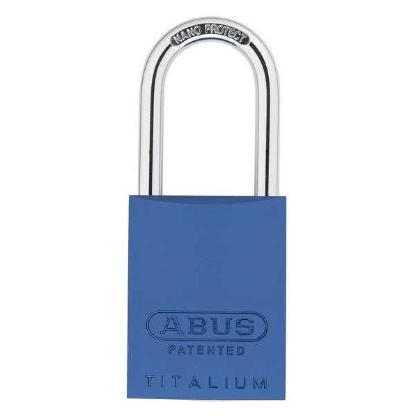 Abus Padlock, Keyed Alike, Long Shackle, Rectangular Aluminum Body, Steel Shackle, 1 in W - 83AL/40 (200) KA BLUE