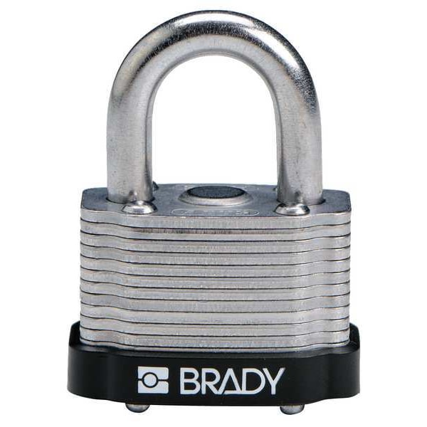 Brady Keyed Padlock, Open, Rectangular Steel Body, Hardened Steel Shackle, 23/32 in W - 143136
