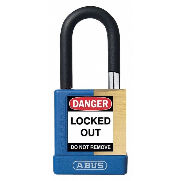 Abus Keyed Padlock, Open, Rectangular Steel Body, Hardened Steel Shackle, 3/4 in W - 20043