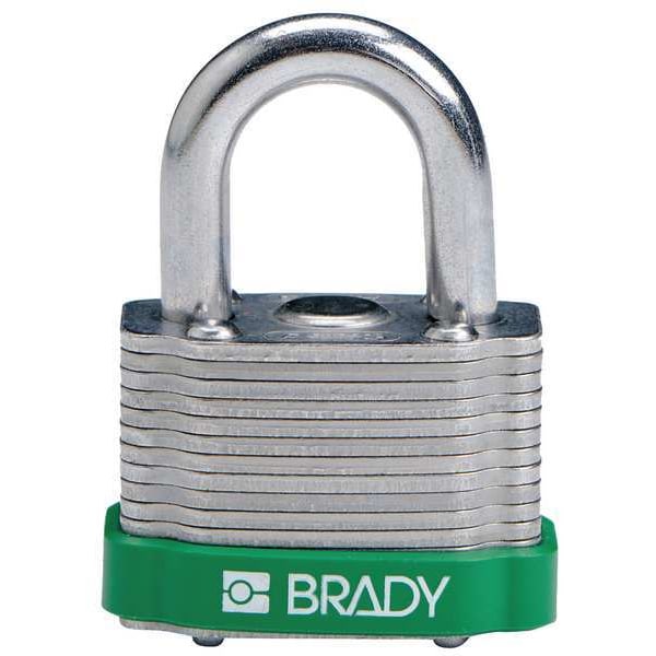 Brady Keyed Padlock, Open, Rectangular Steel Body, Hardened Steel Shackle, 23/32 in W - 143128
