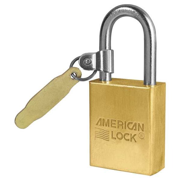 American Lock Padlock, Keyed Alike, Long Shackle, Rectangular Brass Body, Boron Shackle, 3/4 in W - A41KATAG