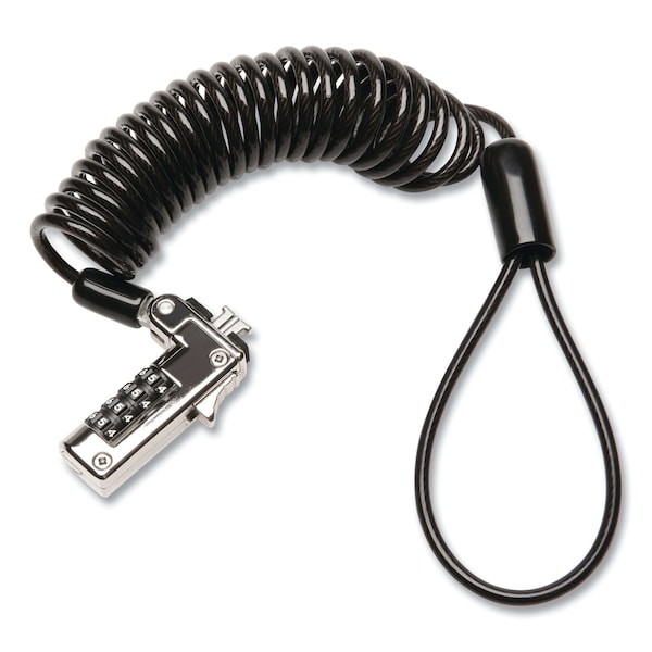 Kensington Slim Portable Combination Lock for Standard Slot, 6 ft Carbon Steel Cable, Black/Silver - K60625WW
