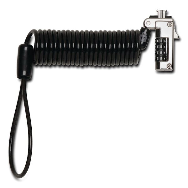 Kensington Slim Portable Combination Lock for Standard Slot, 6 ft Carbon Steel Cable, Black/Silver - K60625WW