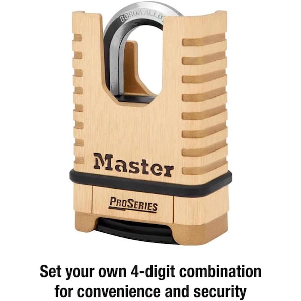 Master Lock Master Lock ProSeries 6.56 in. H X 2-1/4 in. W Brass 4-Digit Combination Shrouded Padlock - 1177D
