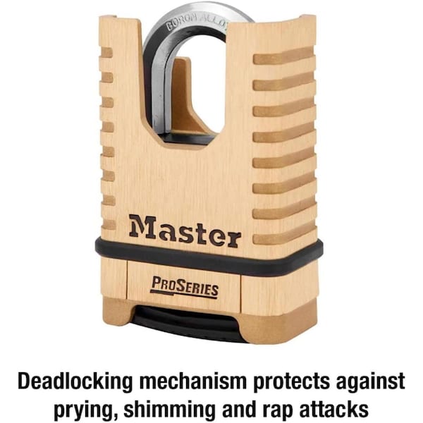 Master Lock Master Lock ProSeries 6.56 in. H X 2-1/4 in. W Brass 4-Digit Combination Shrouded Padlock - 1177D