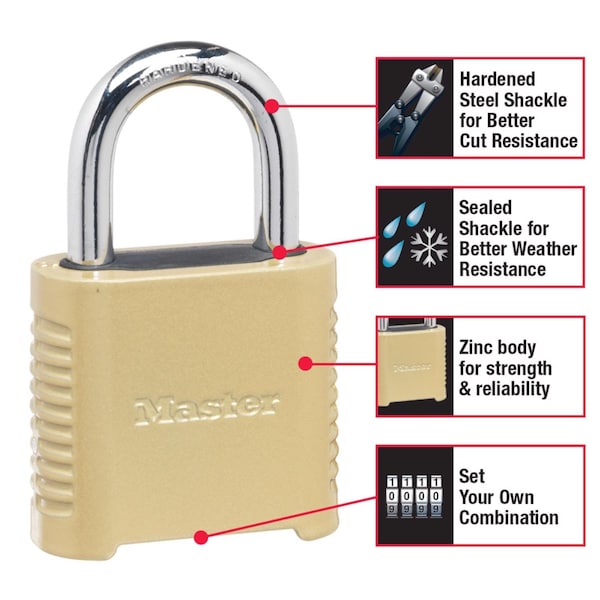 Master Lock Master Lock 1.13 in. H X 2 in. W X 6.56 in. L Steel 4-Dial Combination Combination Padlock - 875D